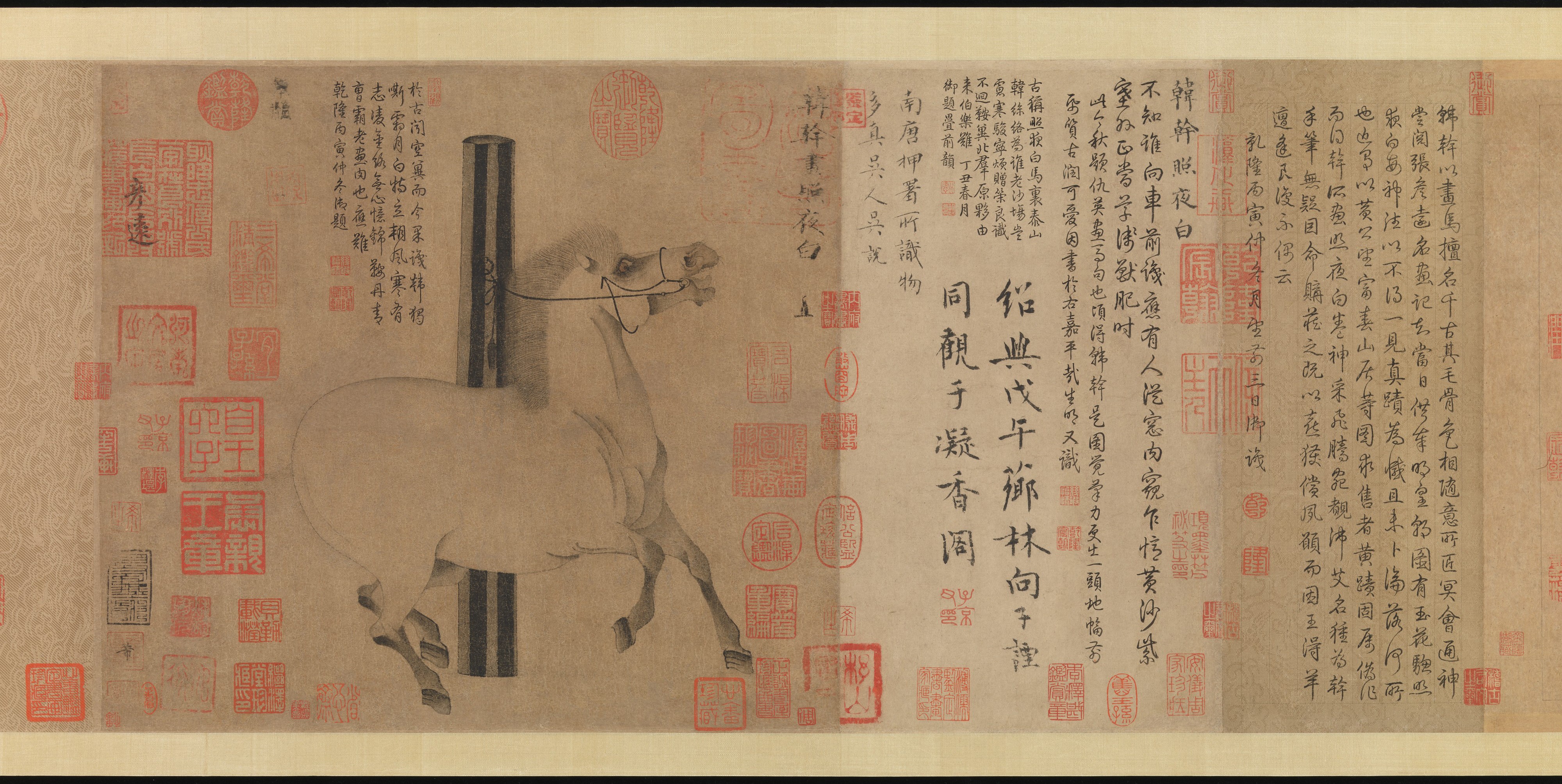 Night-Shining White surrounded by collectors’ seals and inscriptions